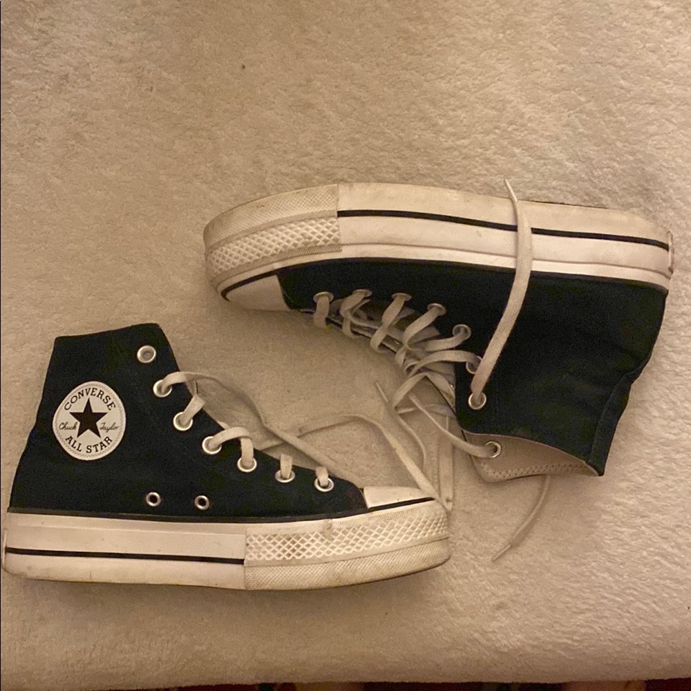 Converse Black and White Platform Sneakers